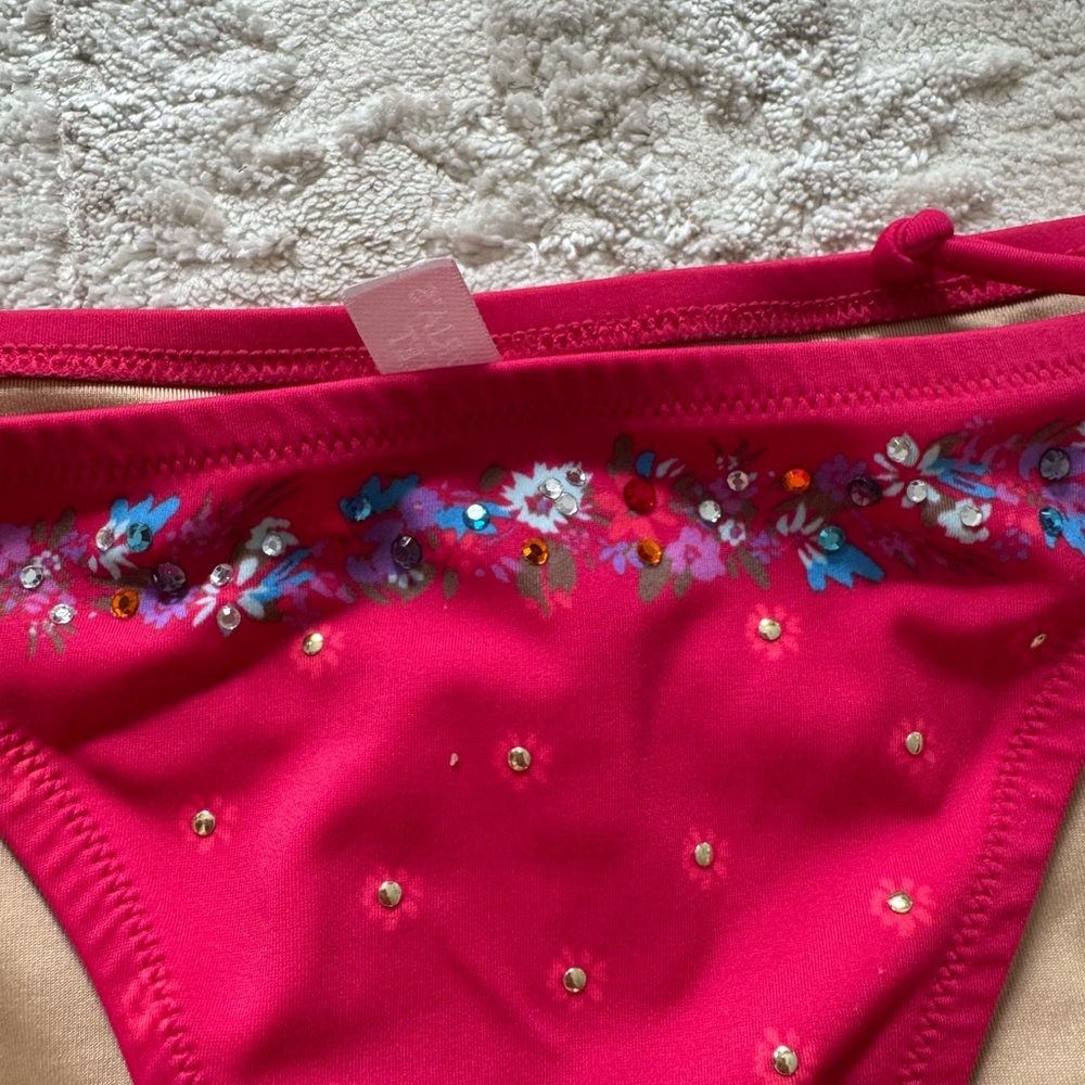 Victoria's Secret Pink Beaded Floral Bikini Bottom Medium - Picture 6 of 6